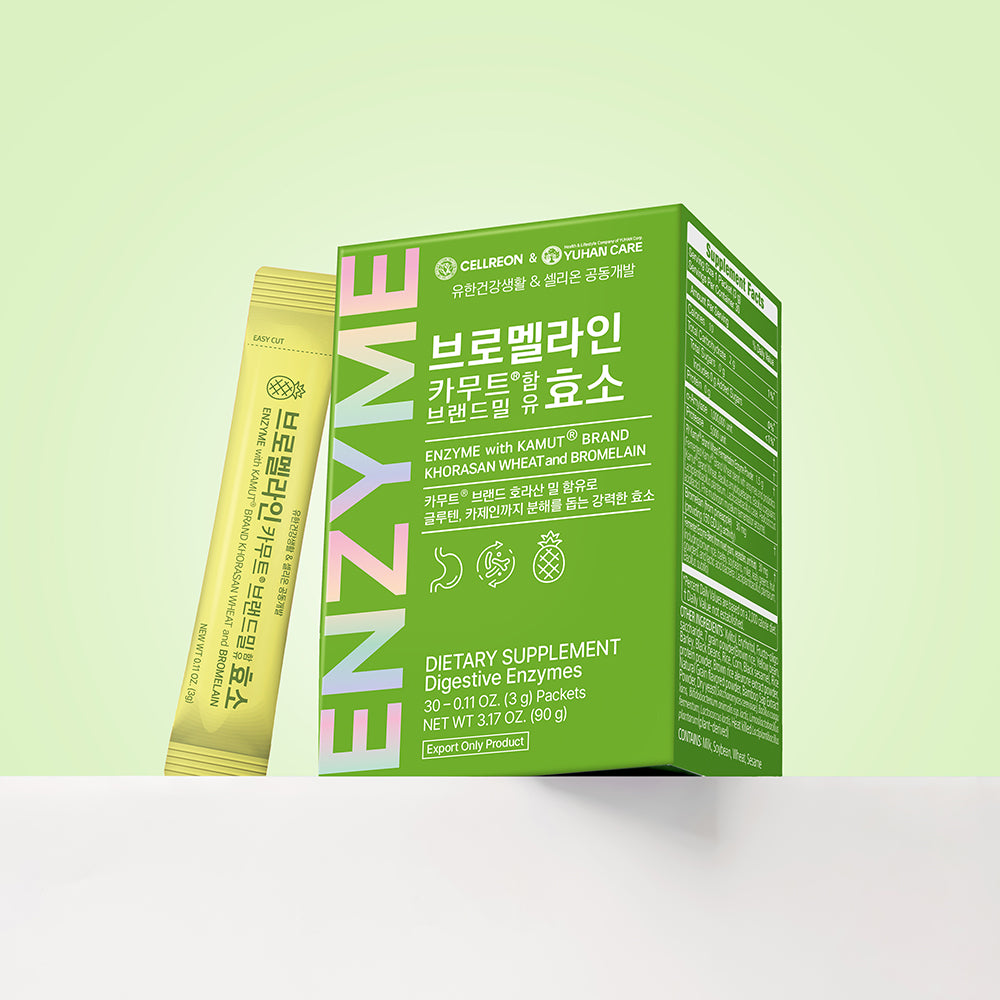 Enzyme with Kamut Brand Khorasan Wheat and Bromelain 0.11 oz. (3g) x 30packets (2 Box Bundle)